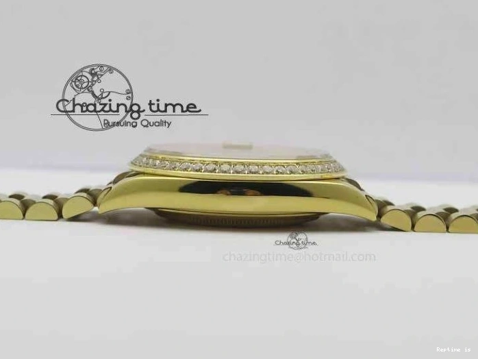 0106 Day Date 40mm YG BP Maker Best Edition Black Dial Diamond Bezel On YG Bracelet A Soft 3681